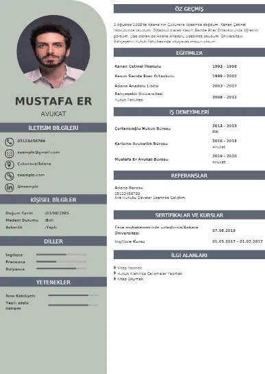 Avukat Cv Örnekleri cv indir